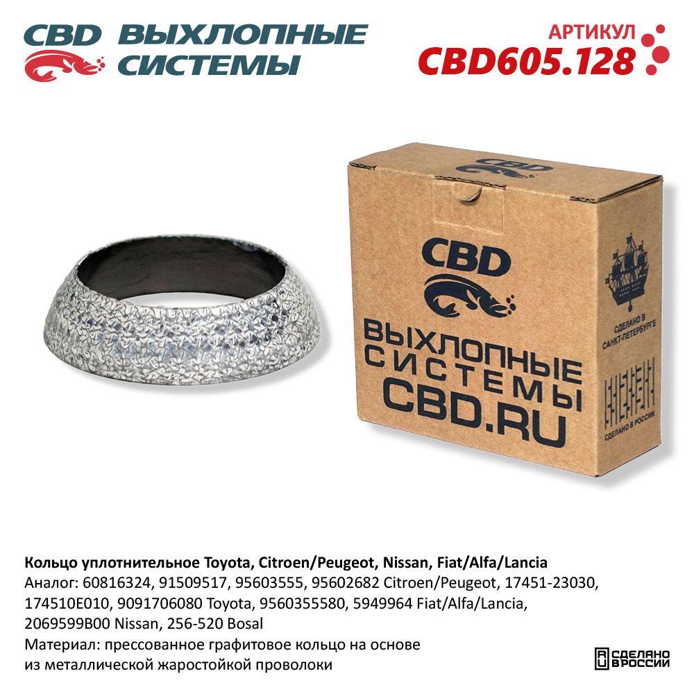 Кольцо уплотнительное для а/м Toyota, Citroen/Peugeot, Nissan, Fiat/Alfa/Lancia - CBD
