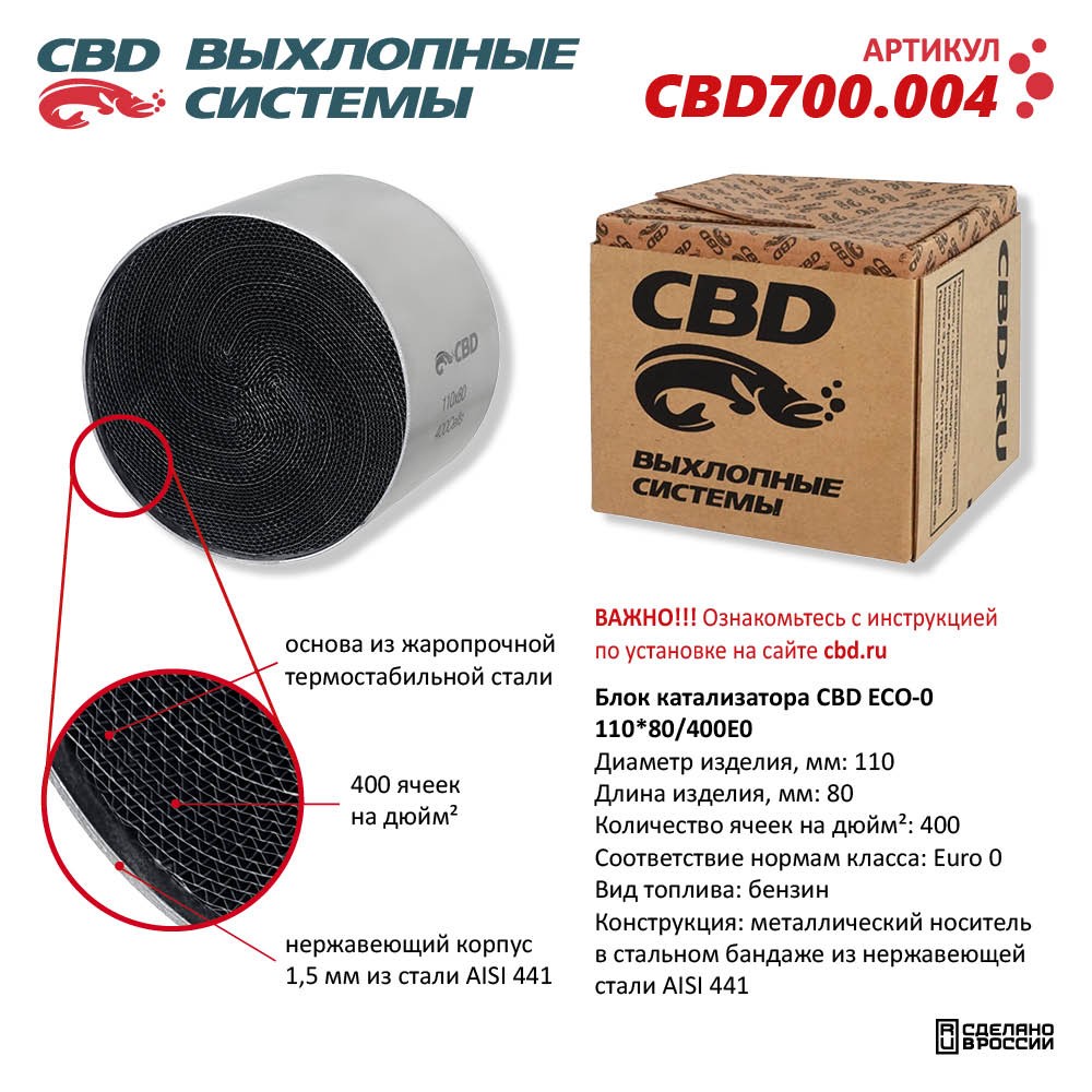 Блок катализатора CBD ECO-0 110*80/400Е0 - CBD